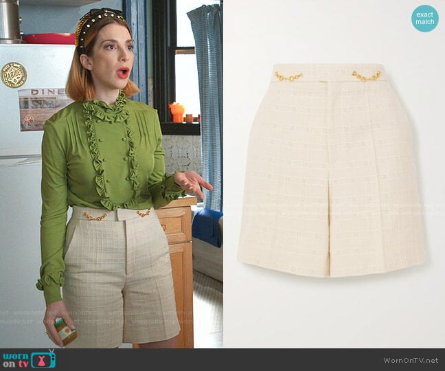 Horsebit Tweed Shorts by Gucci worn by Lauren (Molly Bernard) on Younger