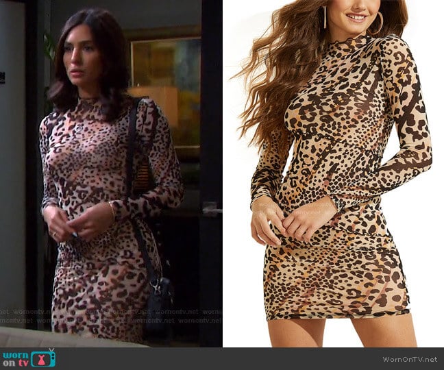 Nadine Mock-Neck Dress by Guess worn by Gabi Hernandez (Camila Banus) on Days of our Lives