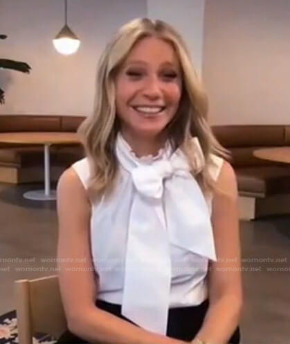 Gwyneth Paltrow's white tie neck sleeveless top on Today