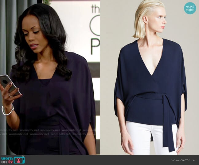 Halston Drape Sleeve Top worn by Amanda Sinclair (Mishael Morgan) on The Young and the Restless