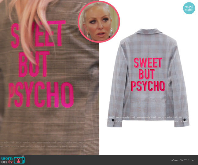 Sweet But Phycho Plaid Blazer by Hipchik worn by Margaret Josephs  on The Real Housewives of New Jersey