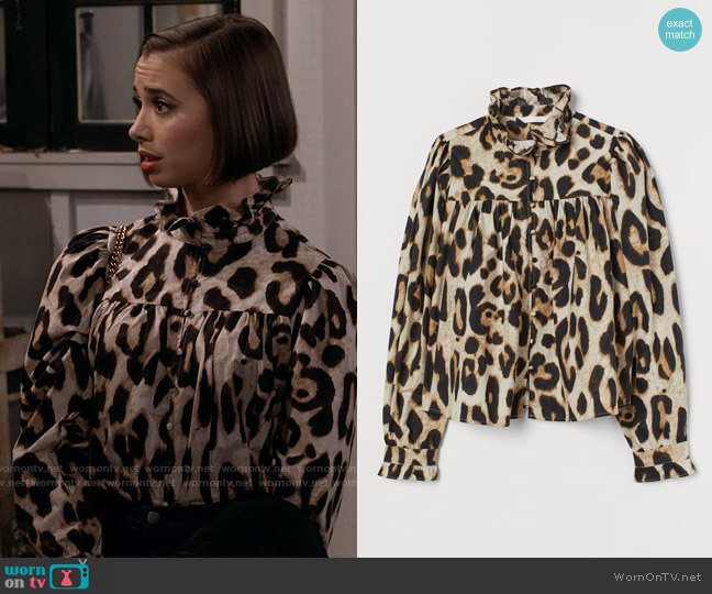 WornOnTV: Celia’s leopard print blouse with ruffle neck on Call Your ...