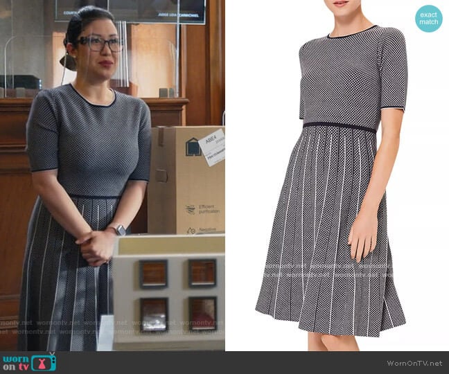 Sophie Fit and Flare Dress by Hobbs worn by Sherri Kansky (Ruthie Ann Miles) on All Rise