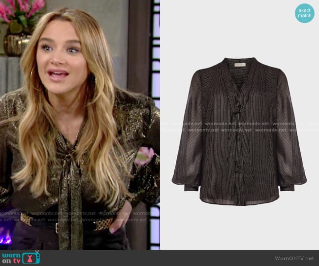 Hobbs Wren Blouse worn by Summer Newman (Hunter King) on The Young and the Restless