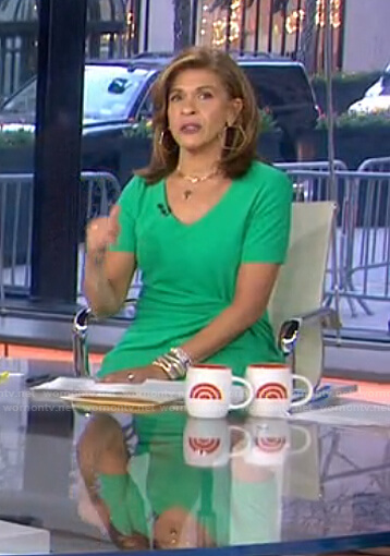 Hoda’s green knot waist dress on Today