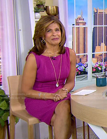 Hoda’s magenta belted sleeveless dress on Today