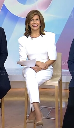 Hoda’s white puff sleeve jumpsuit on Today
