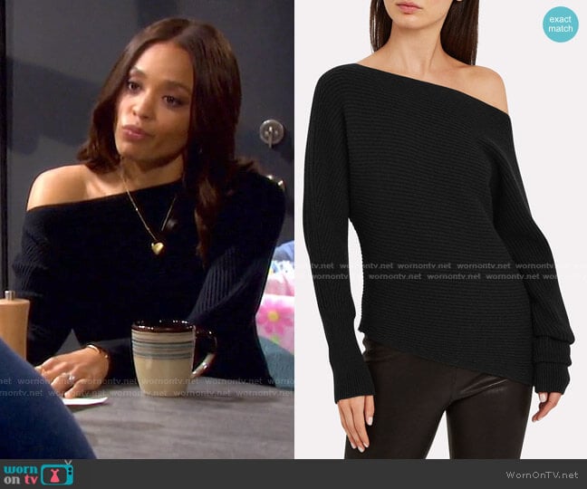 WornOnTV: Lani’s black ribbed off-shoulder sweater on Days of our Lives ...