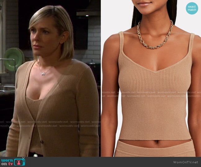 Zia Rib Knit Tank Top by Intermix worn by Nicole Walker (Arianne Zucker) on Days of our Lives