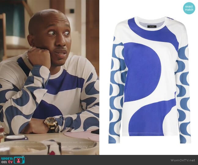 Leilo long-sleeve T-shirt by Isabel Marant worn by Gary Williams (Chris Redd) on Kenan