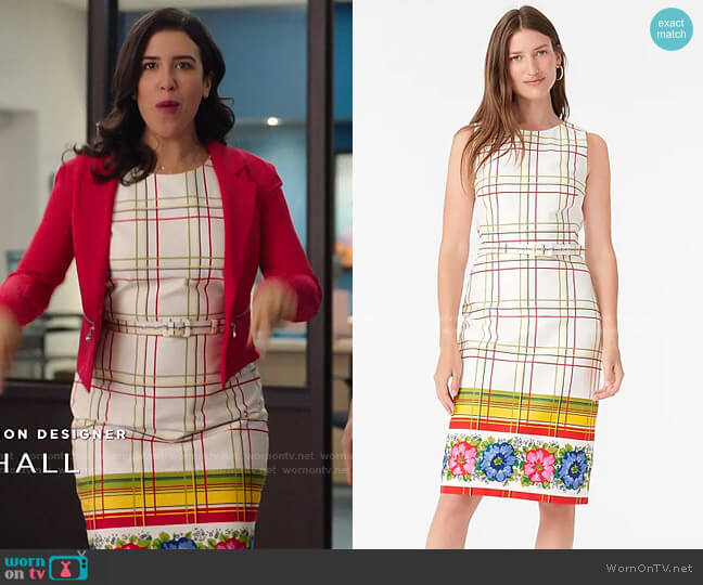 Shannon’s white check and floral dress on Kims Convenience