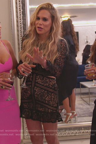 Jackie’s black lace cutouts dress on The Real Housewives of New Jersey
