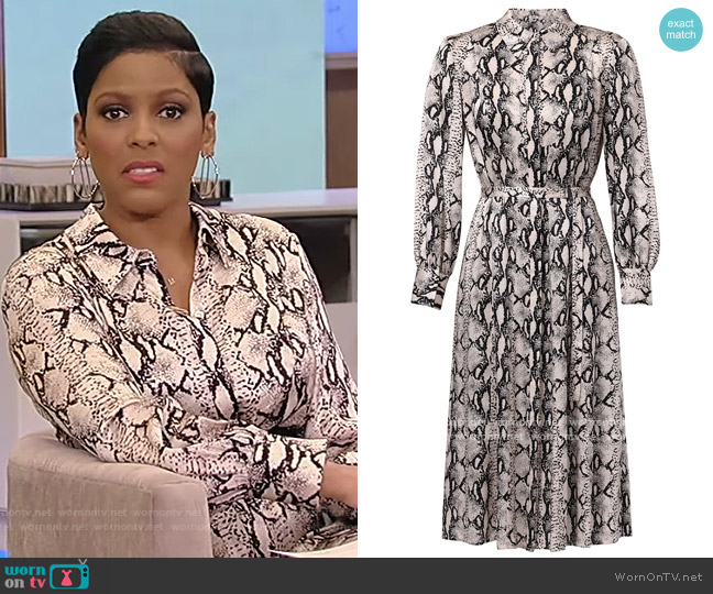 Snakeskin Print Belted Shirt Dress by Jason Wu worn by Tamron Hall on Tamron Hall Show