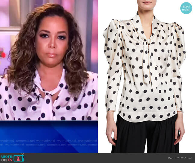 WornOnTV: Sunny’s white polka dot tie neck blouse on The View | Sunny ...