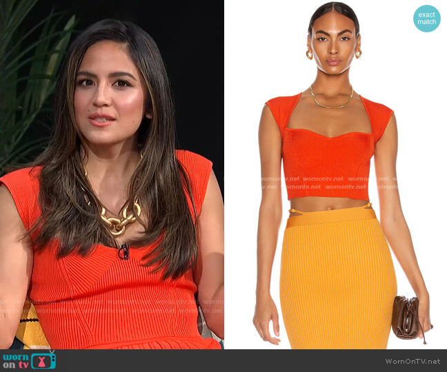 Abia Compact Rib Cropped T-Shirt by Jonathan Simkhai worn by Erin Lim on E! News