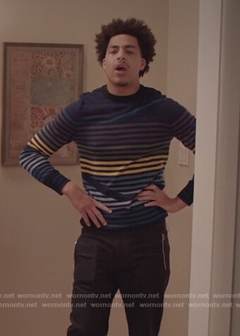 Junior's blue striped sweatshirt on Black-ish