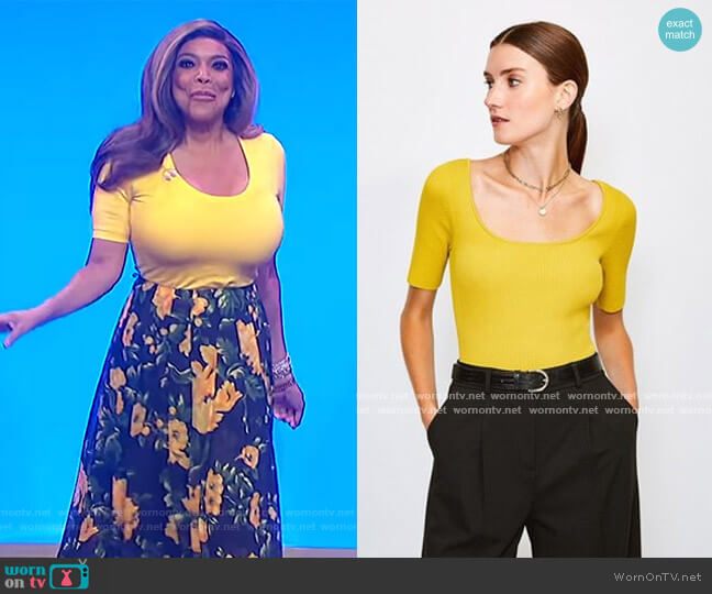 Knitted Rib Scoop Neck Top by Karen Millen worn by Wendy Williams on The Wendy Williams Show