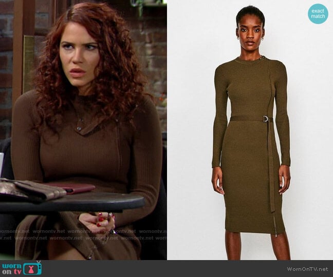 Karen Millen Zip Front Rib Knit Dress worn by Sally Spectra (Courtney Hope) on The Young and the Restless