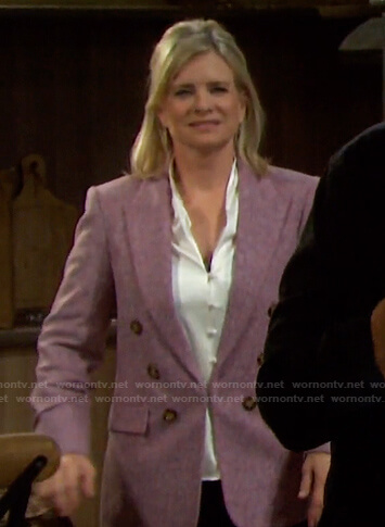 Kayla’s pink double breasted blazer on Days of our Lives