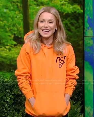 Kelly’s orange nj hoodie on Live with Kelly and Ryan