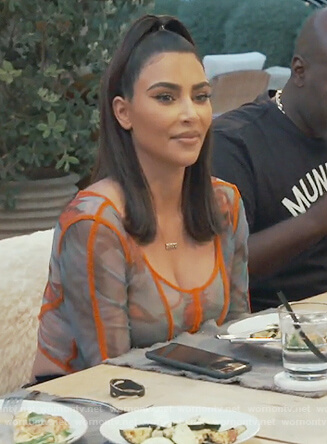 Kim's mesh printed top on Keeping Up with the Kardashians