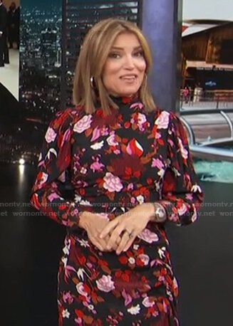 Kit’s black and pink floral dress on Access Hollywood