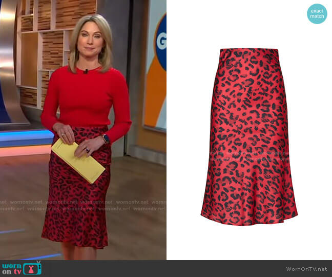 WornOnTV: Amy’s red ribbed sweater and leopard skirt on Good Morning ...