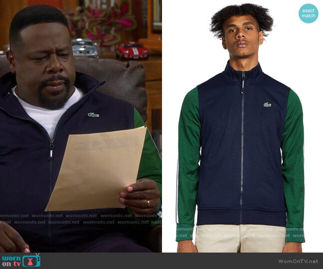 Lacoste Run Resistant Pique Track Jacket worn by Calvin (Cedric The Entertainer) on The Neighborhood