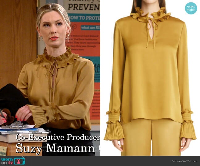 Lafayette 148 New York Roan Blouse worn by Samantha (Briga Heelan) on B Positive