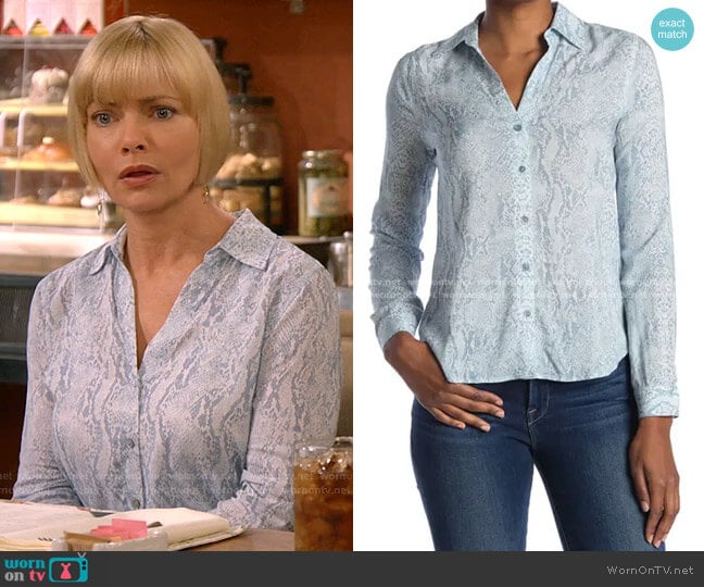 Holly Snake Print Blouse by L'Agence worn by Jill Kendall (Jaime Pressly) on Mom