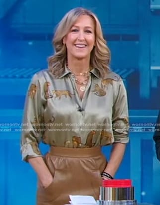 Lara’s green cheetah print blouse on Good Morning America