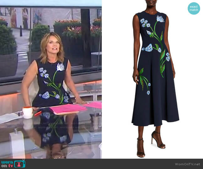 Floral-Embroidered Dress by Lela Rose worn by Savannah Guthrie on Today