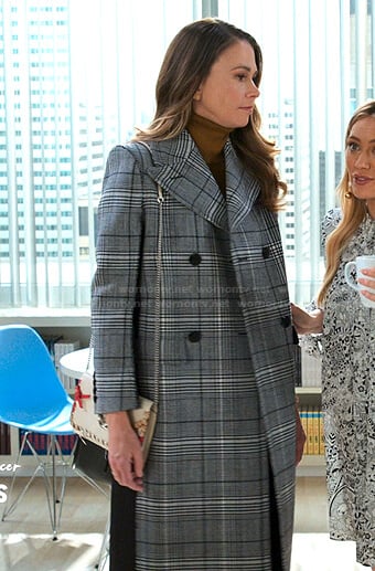 Liza’s blue plaid coat  on Younger