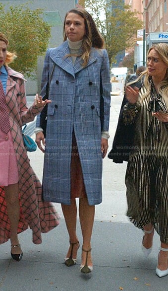 Liza's blue plaid coat on Younger