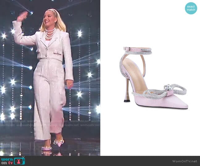 Double Bow Glitter Pump by Mach & Mach worn by Katy Perry on American Idol