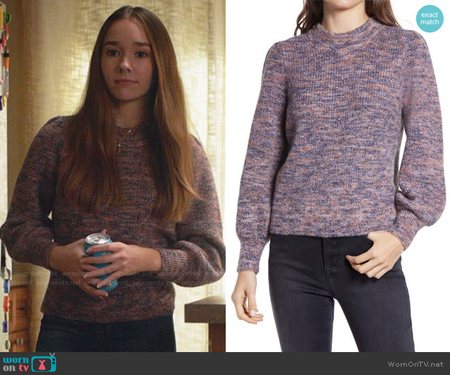 Eaton Space Dye Puff Sleeve Sweater by Madewell worn by Angelina Meyer (Holly Taylor ) on Manifest