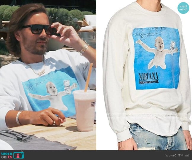 Nirvana Nevermind Sweatshirt by Madeworn worn by Scott Disick on Keeping Up with the Kardashians