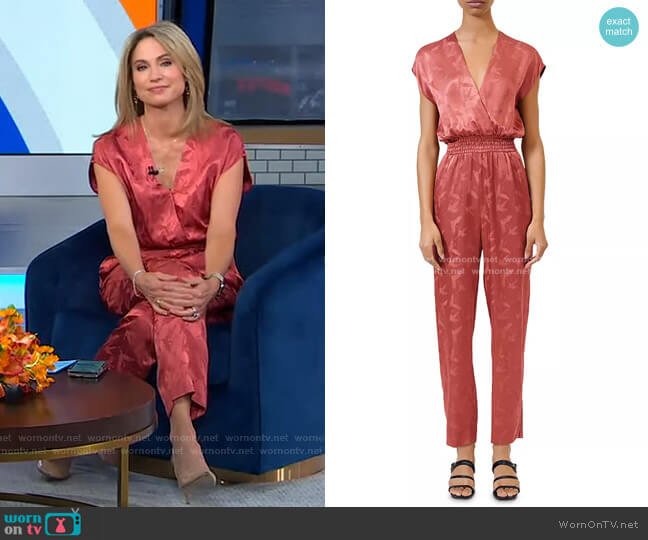 WornOnTV: Amy’s pink surplice jumpsuit on Good Morning America | Amy ...