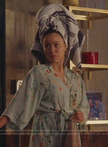 Mariana’s blue floral robe on Good Trouble