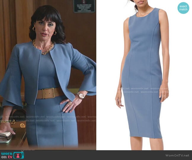 Double-Face Shaped Scoop-Neck Sheath Dress by Michael Kors worn by Kathleen Gale (Constance Zimmer) on Good Trouble