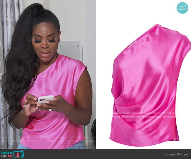 One Shoulder Top by Michelle Mason worn by Kenya Moore on The Real Housewives of Atlanta