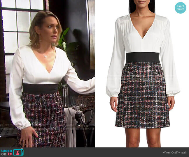 Nicole Check Tweed Dress by Milly worn by Nicole Walker (Arianne Zucker) on Days of our Lives