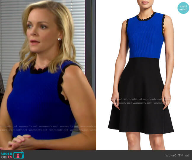 Milly Scalloped Colorblock Dress worn by Belle Brady (Martha Madison) on Days of our Lives