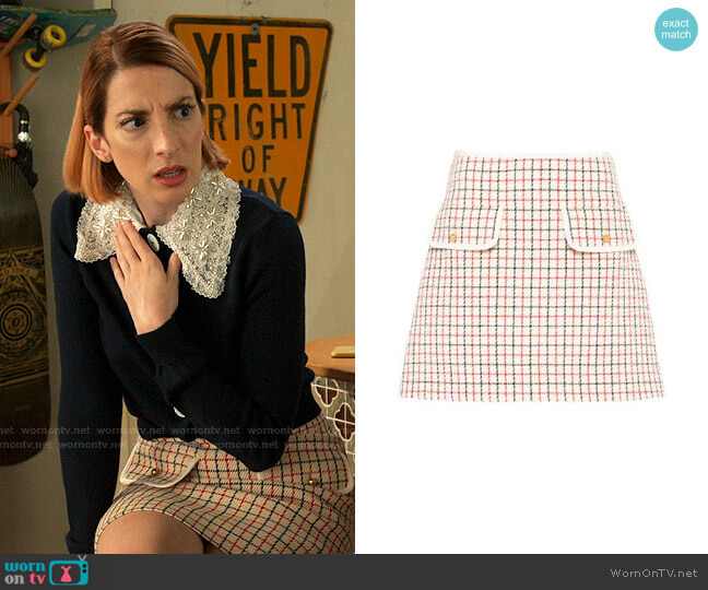 Checked Mini Skirt by Miu Miu worn by Lauren (Molly Bernard) on Younger