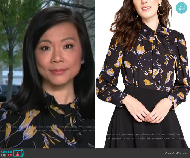 ModCloth Tie Neck Long Sleeve Blouse worn by Weijia Jiang on CBS Mornings