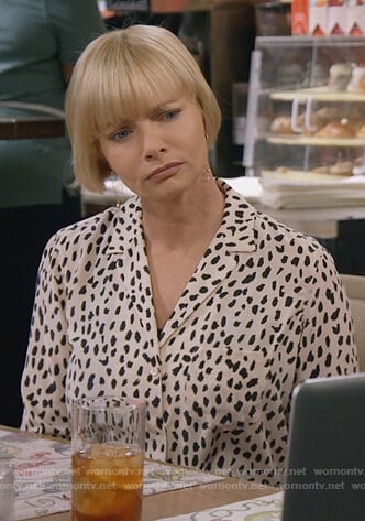 Jill's cheetah print blouse on Mom