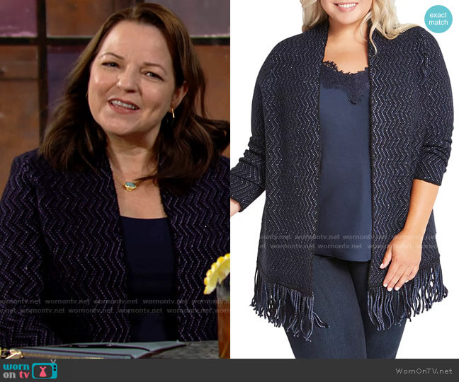 Nic + Zoe Sparkle And Shine Fringed Cardigan worn by Nina Webster (Tricia Cast) on The Young and the Restless