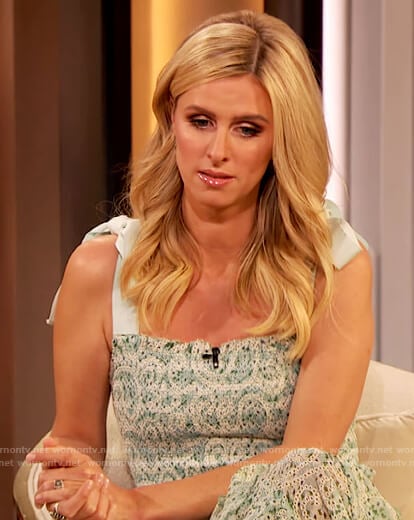 Nicky Hilton's floral smocked dress with ties on The Drew Barrymore Show