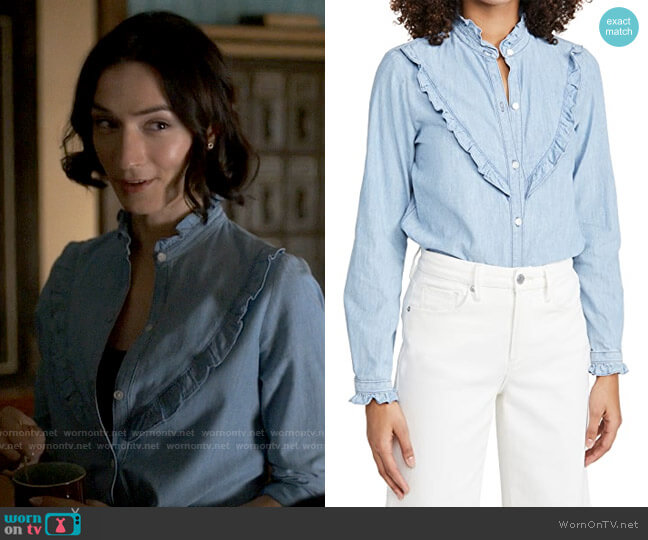 Nili Lotan Marcela Shirt worn by Jerrie Kennedy (Jesse James Keitel) on Big Sky