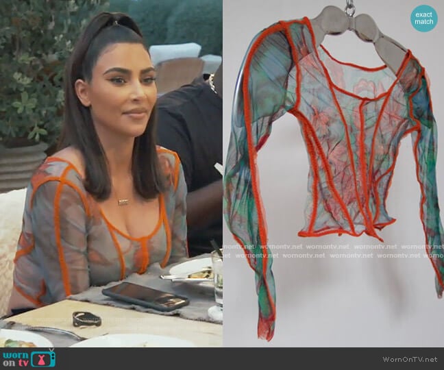 Hand Painted Tulle Top by Noon Cottage Industry worn by Kim Kardashian on Keeping Up with the Kardashians